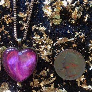 Pink Heart Acrylic Pour Necklace